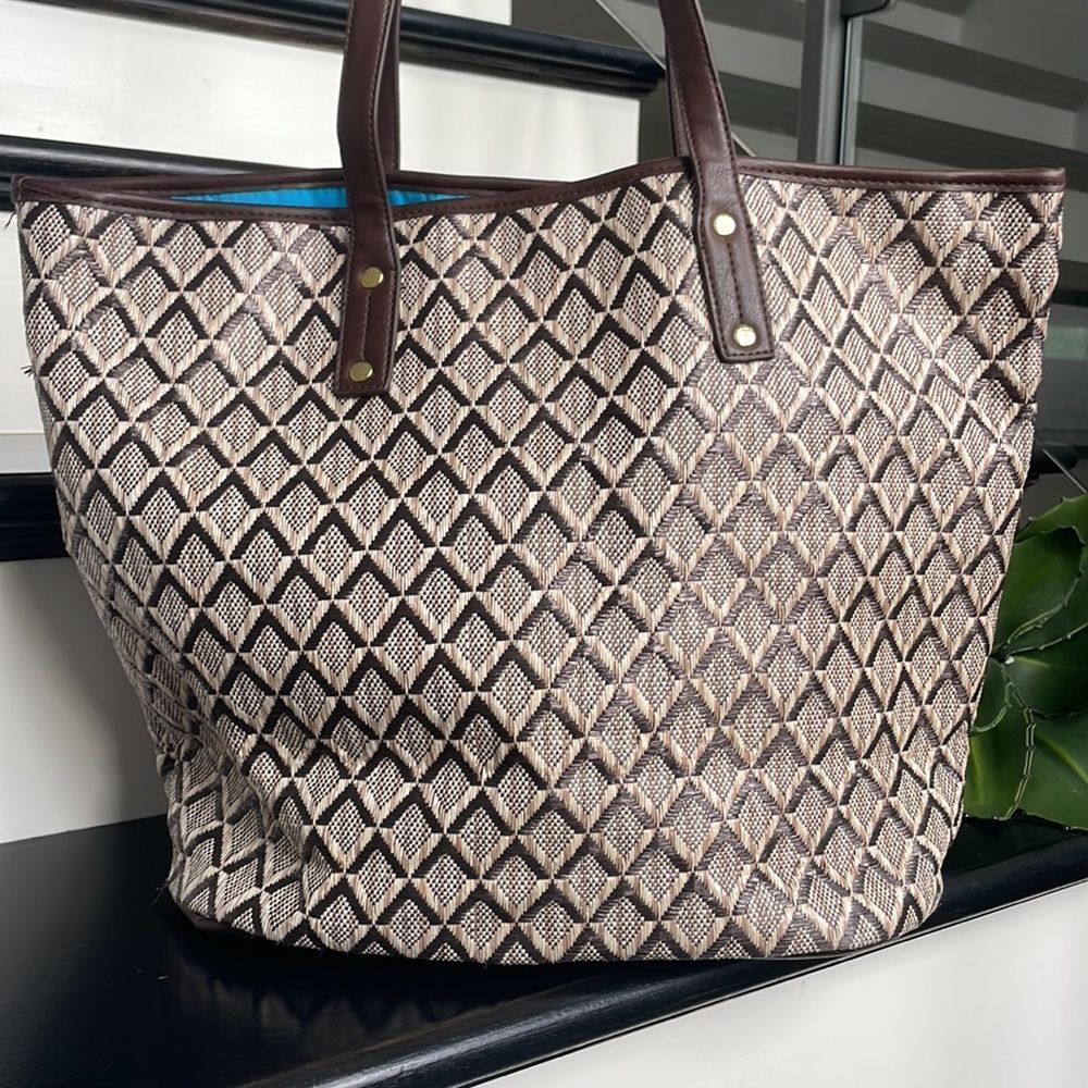 Tan and Brown NEW designer look Totebag shoulder purse beach travel handbag